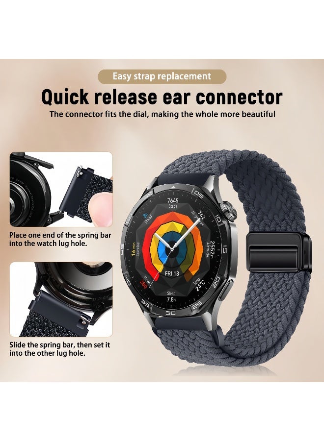 ChicVibe 22mm Nylon Strap for Huawei Watch GT6 Pro/GT6/GT5 Pro/GT5/GT4/GT3 46mm, Magnetic Buckle Sport Nylon Replacement Band for Huawei Watch Ultimate 2/4Pro 48mm/5/4/3Pro 46mm, Grey - Image 5